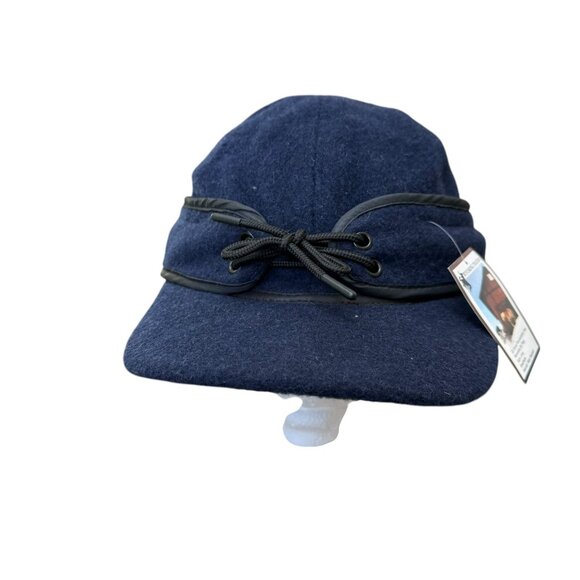 Wyoming Traders Mackenzie Wool Hat Reversible Ear Flaps Australian Navy Sz 7 1/2 - Picture 5 of 9